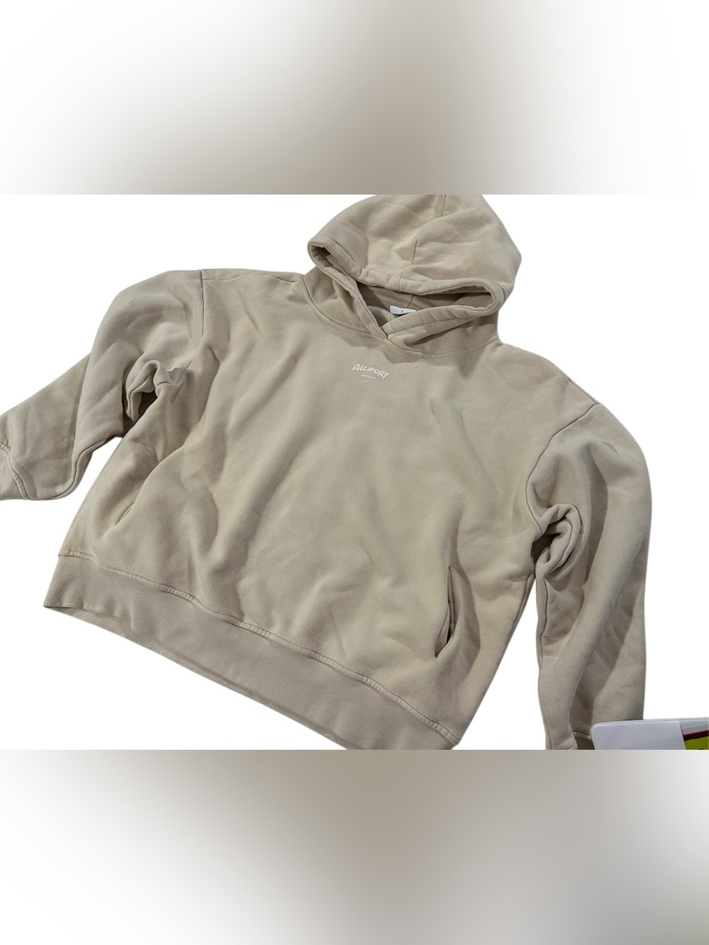 Wilo The Label Oversized Cream Hoodie Fleece Lined Graphic Back Print Large